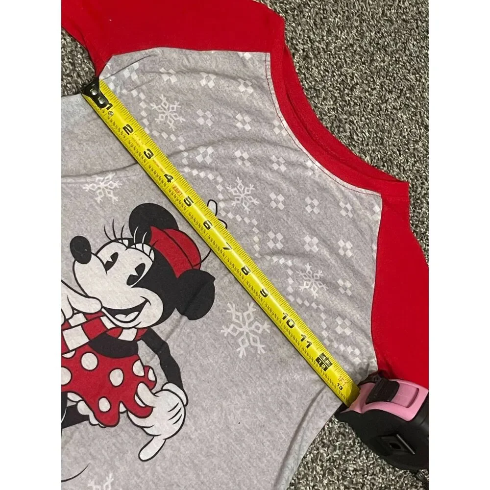 Disney Minnie Mouse Gray and Red Winter Holiday Girl's Nightgown 10